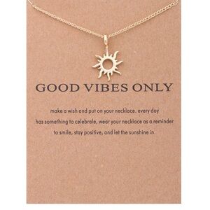 Good Vibes Sun Necklace with card